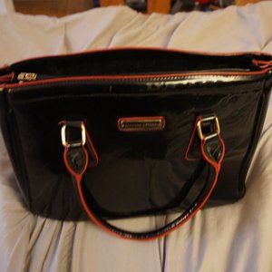 Adrienne Vittadini Large Bag Patent Black and Red Trim